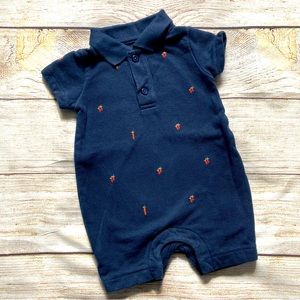 Baby Gap x Beatrix Potter Collared Romper Baby Boys Size 0-3 mo Blue